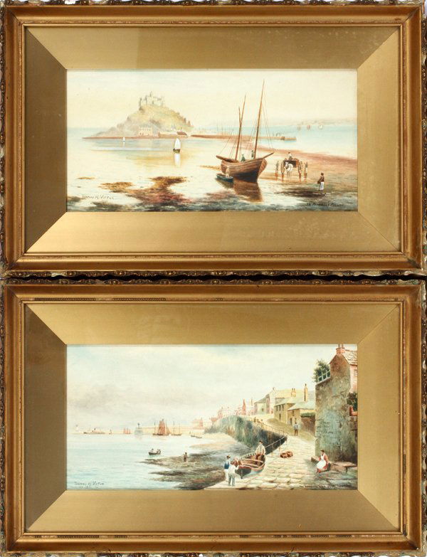 THOMAS H. VICTOR WATERCOLORS ON PORCELAIN 1911 TWO (1 of 7)
