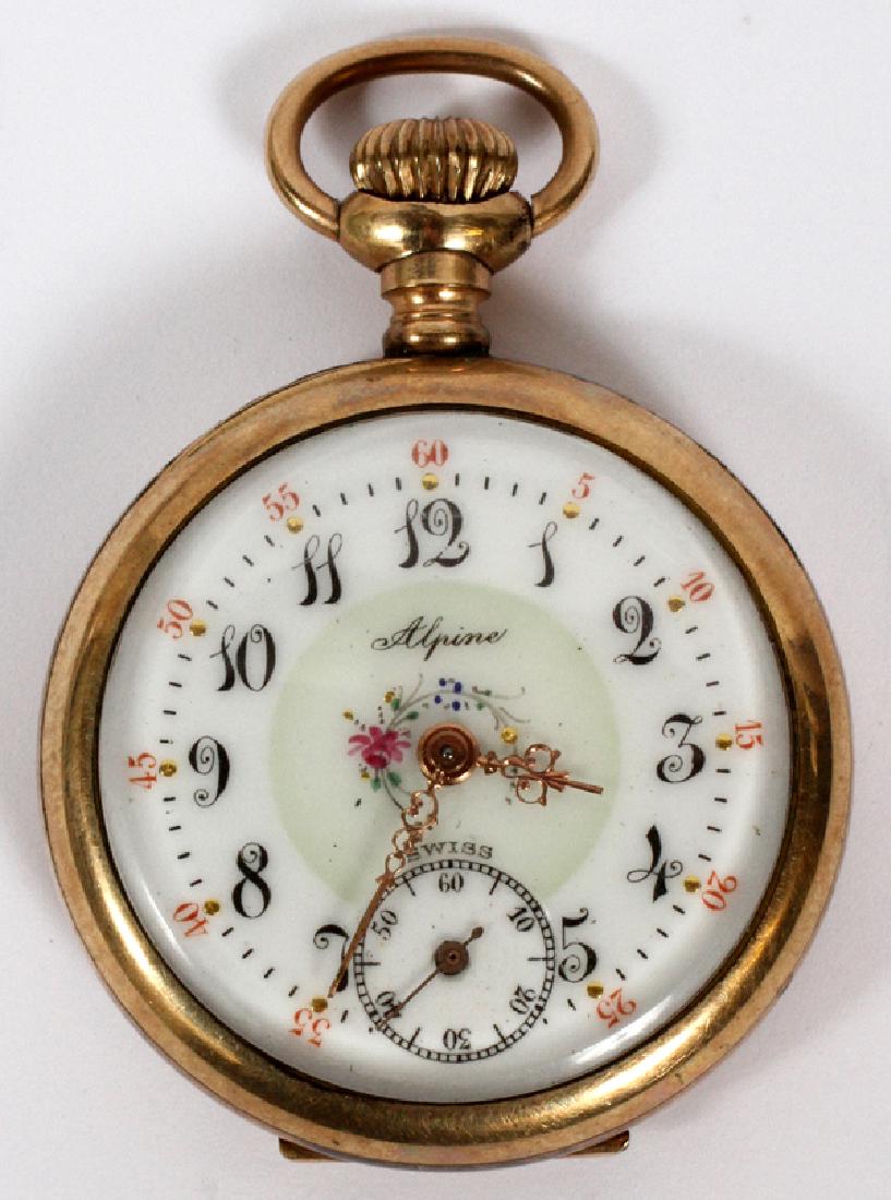ALPINE YELLOW GOLD PLATED SWISS POCKET WATCH