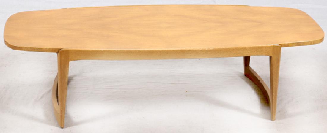 WEIMAN COFFEE TABLE MID 20TH CENTURY: WEIMAN COFFEE TABLE, MID 20TH CENTURY, H 14", W 56", D 23":Marked at the underside with maker's mark and numbered 947-1342. Measures approximately H.14 1/2" x 56" x 23 1/2".