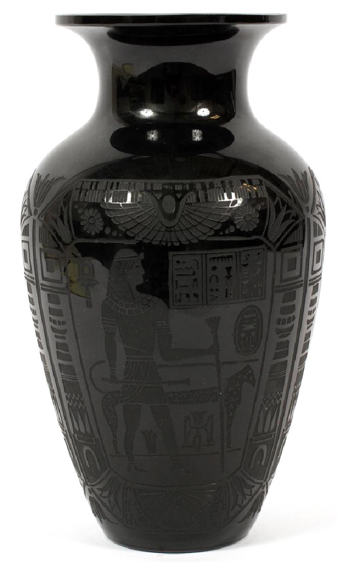 ATTR. SINCLAIRE GLASS ACID-CUT BLACK VASE 20TH C. (1 of 4)