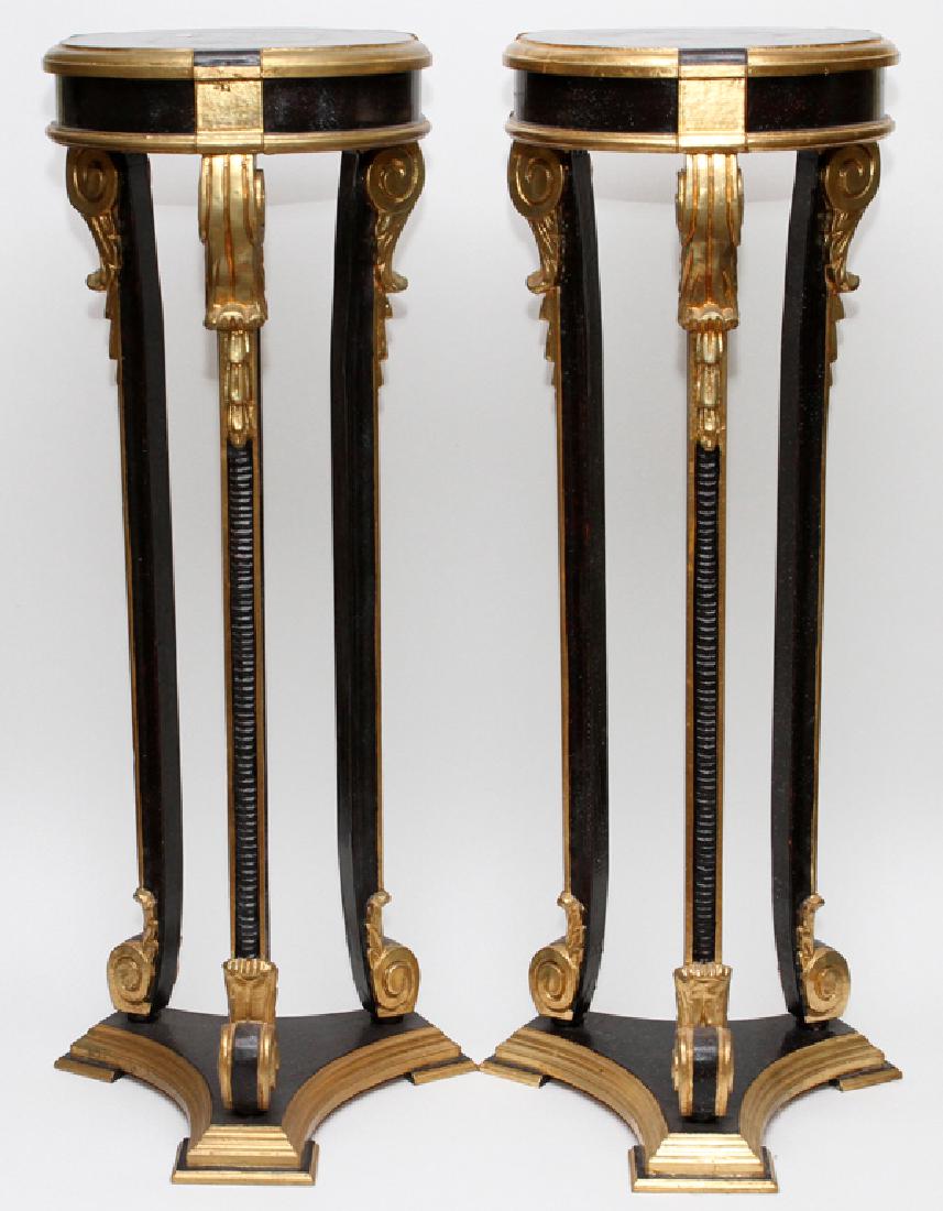 EMPIRE INFLUENCED GILT & BLACK PAINTED PEDESTALS (1 of 3)
