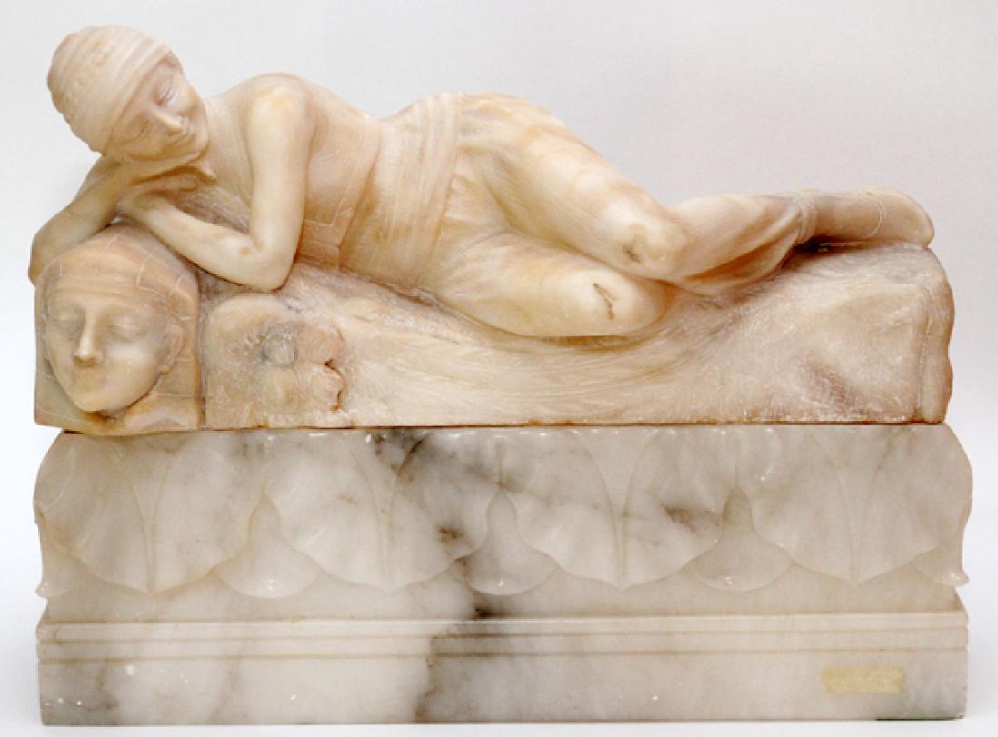 ITALIAN MARBLE RECLINING FEMALE MOUNTED AS LAMP (1 of 4)