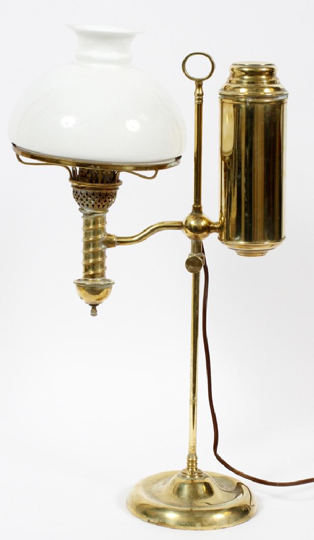 BRASS STUDENT LAMP 19TH.C. (1 of 2)