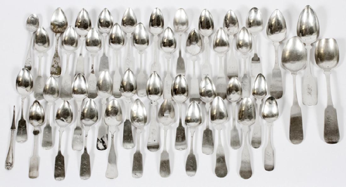 GROUP OF MOSTLY AMERICAN COIN SILVER SPOONS (1 of 2)