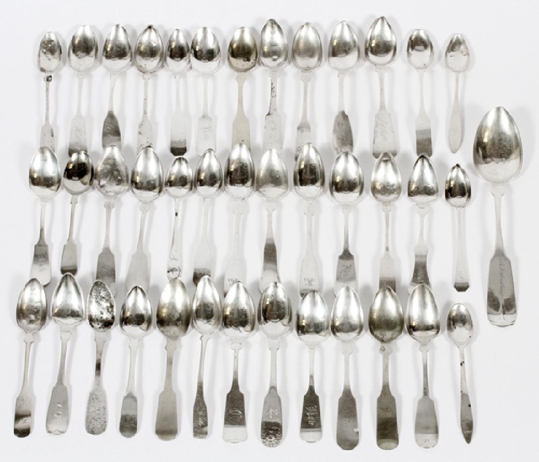GROUP OF MOSTLY AMERICAN COIN SILVER SPOONS (1 of 2)