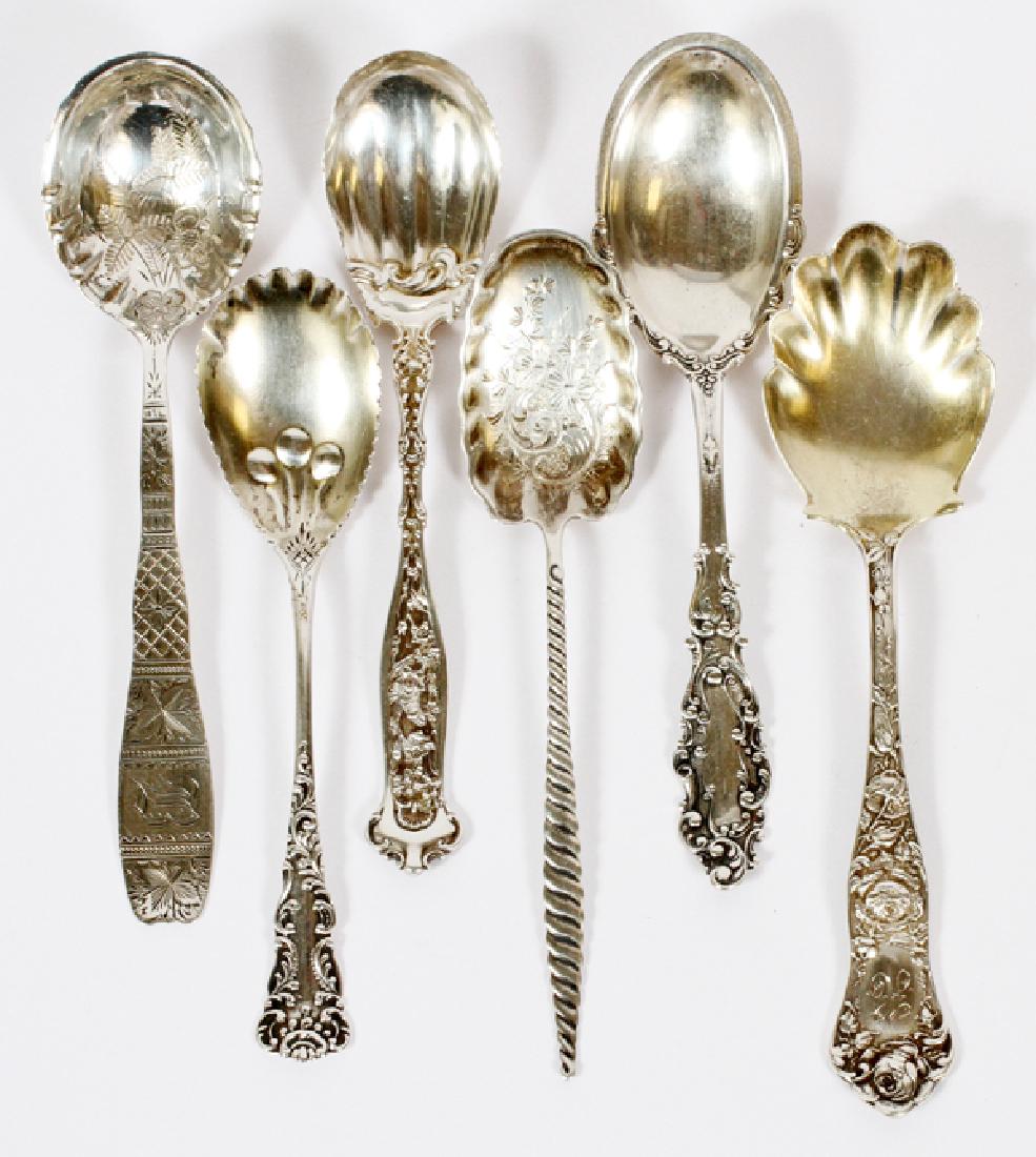STERLING VINTAGE FANCY SUGAR SPOONS SIX (1 of 2)