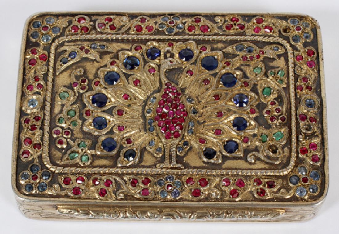 CONTINENTAL GILT SILVER AND GEMSTONE BOX (1 of 3)