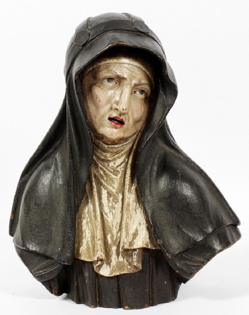 MATER DOLOROSA SPANISH CARVED WOOD FIGURE 19TH C. (1 of 2)