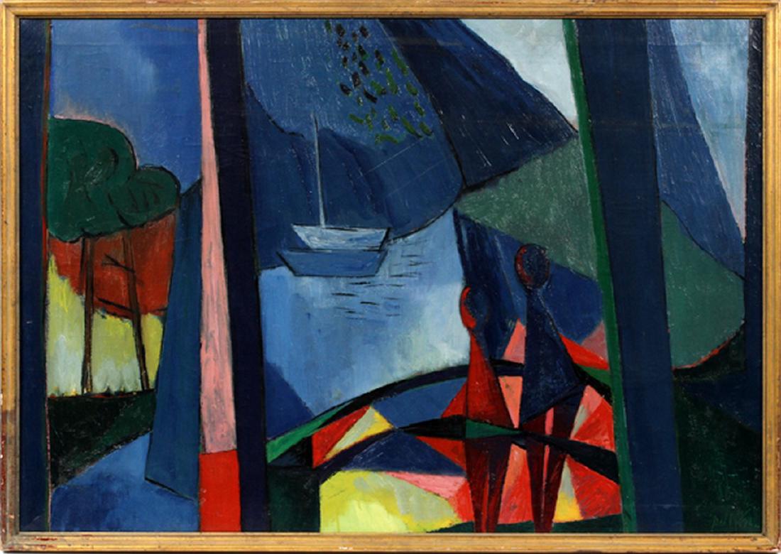 JAN MEYER DUTCH MODERNIST OIL ON CANVAS BOARD (1 of 3)