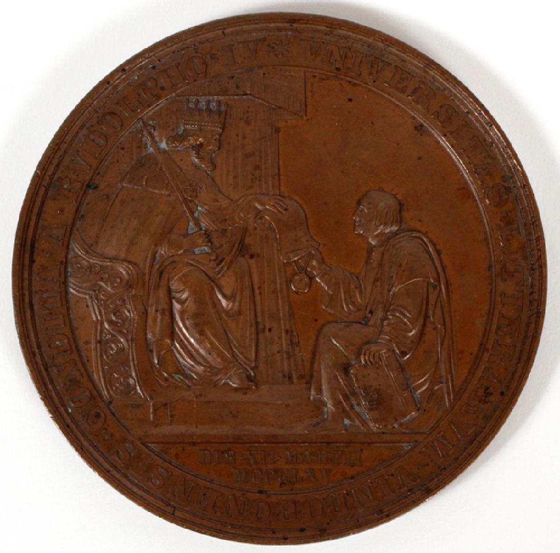 BRONZE MEDAL YOUTH LIGHTING TORCH 1865: BRONZE MEDAL, YOUTH LIGHTING TORCH AND KING ON REVERSE 1865 DIA 7.5MM:Dated: MDCCCLXV. 1865.