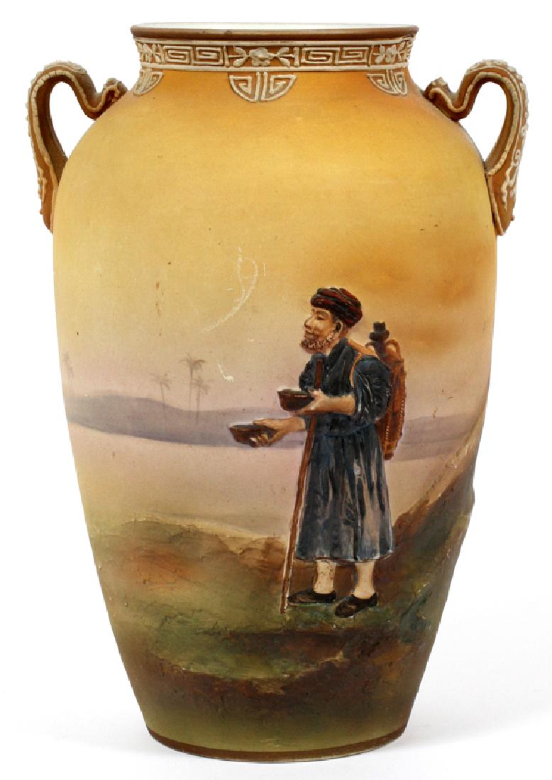 NIPPON MOLDED BEGGAR MAN PORCELAIN VASE CIRCA 1920 (1 of 4)