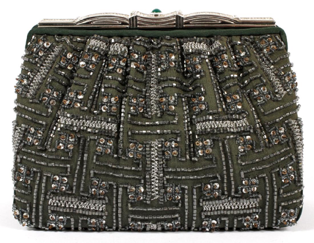 JUDITH LEIBER SATIN & SEQUIN JEWELED CLASP BAG (1 of 3)