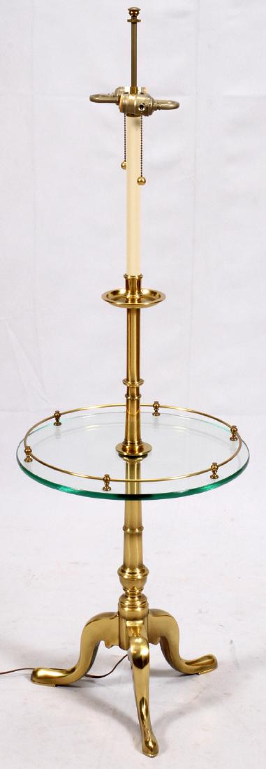 STIFFEL BRASS AND GLASS FLOOR LAMP W/ TABLE CENTER (1 of 2)