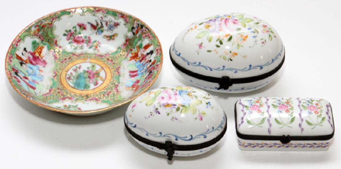 LIMOGES & MANDARIN ROSE PORCELAIN BOXES AND SAUCERS (1 of 4)