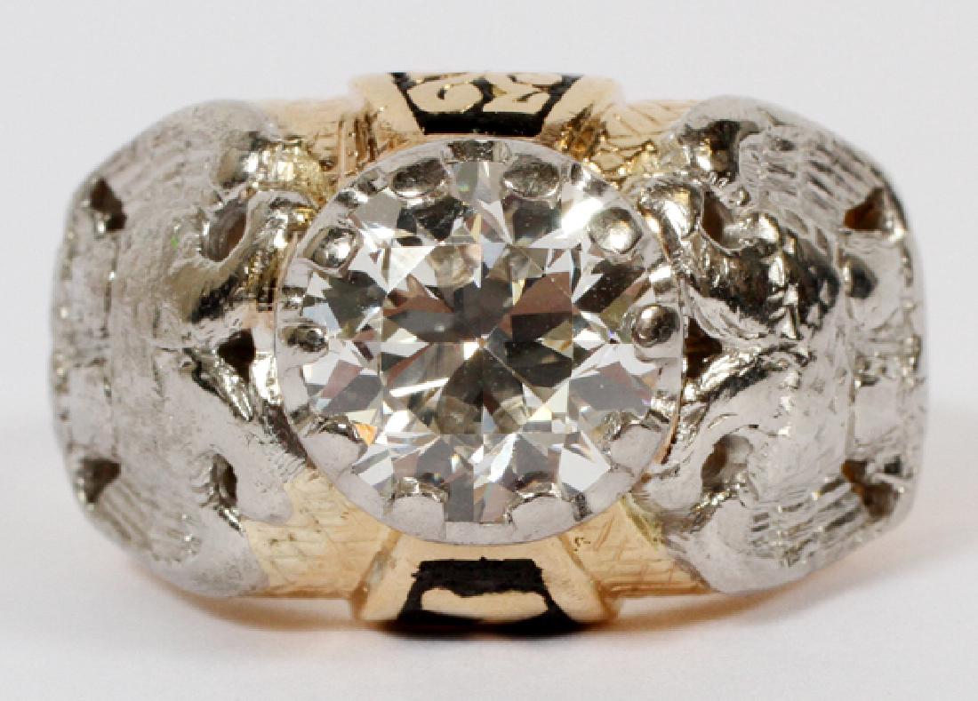 YELLOW & WHITE GOLD AND DIAMOND MASONIC RING (1 of 4)