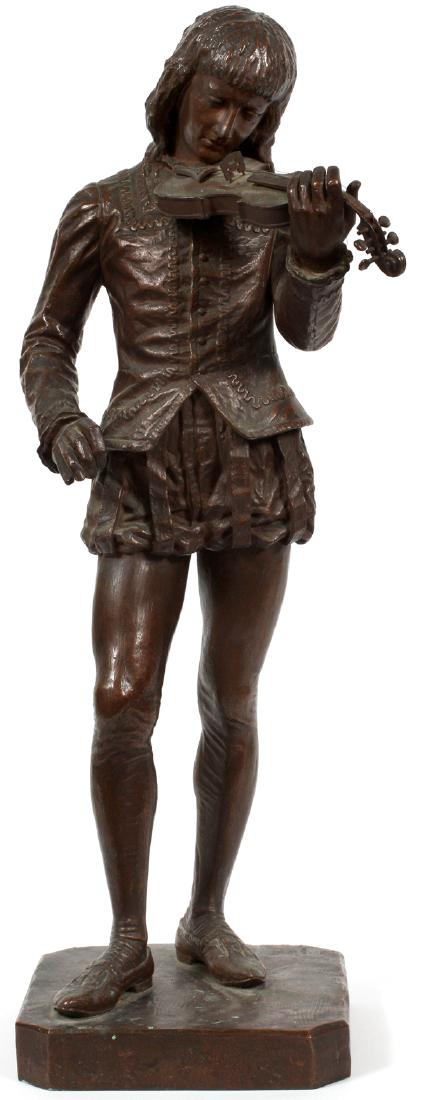 HENRY KIRKE BUSH-BROWN: HENRY KIRKE BUSH-BROWN (AMERICAN 1857-1935), H 24", L 9", "THE VIOLINIST":Initialed H.K.B.B. Depth 8 1/2"
