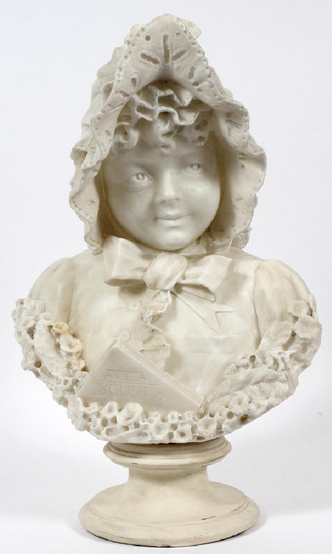 ATTRIBUTED TO A. FUSI CARVED ALABASTER BUST (1 of 4)