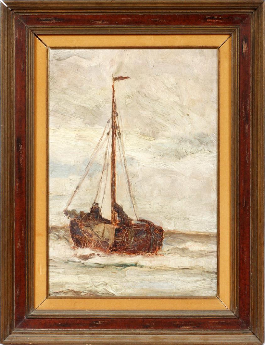 OIL ON PANEL SAILBOAT AT SEA (1 of 2)