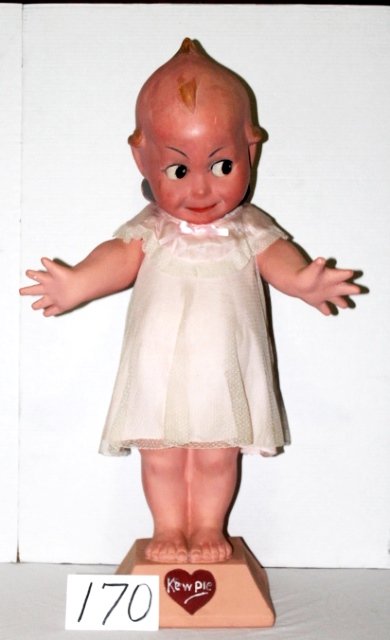 32 1/2" KEWPIE. MOLDED PLASTER - JOINTED ARMS. HAND: 32 1/2" KEWPIE. MOLDED PLASTER - JOINTED ARMS. HAND PAINTED FEATURES. GOOD CONDITION.