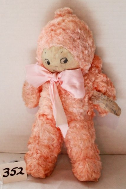 9 1/2" PINK PLUSH WITH ORIGINAL ROSE O'NEILL TAG -: 9 1/2" PINK PLUSH WITH ORIGINAL ROSE O'NEILL TAG - KRUEGER. FACE GOOD CONDITION. EXCELLENT CONDITION.