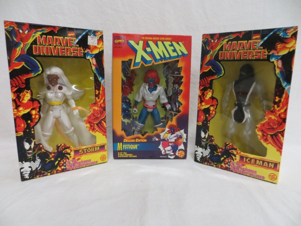 SET OF 3 - 10" X-MEN ACTION FIGURES: Condition: New in box. Set of 3 - 10" X-MEN action figures. Storm, Iceman and Deluxe Edition Mystique. All fully poseable and accessories included.