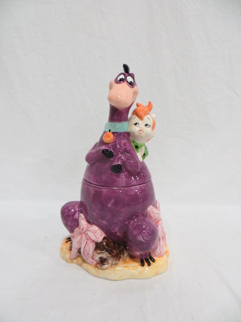 VINTAGE THE FLINTSTONES DINO & PEBBLES COOKIE JAR: Condition: New in box. Vintage Hanna-Barbera The Flintstones Dino & Pebbles Cookie Jar.