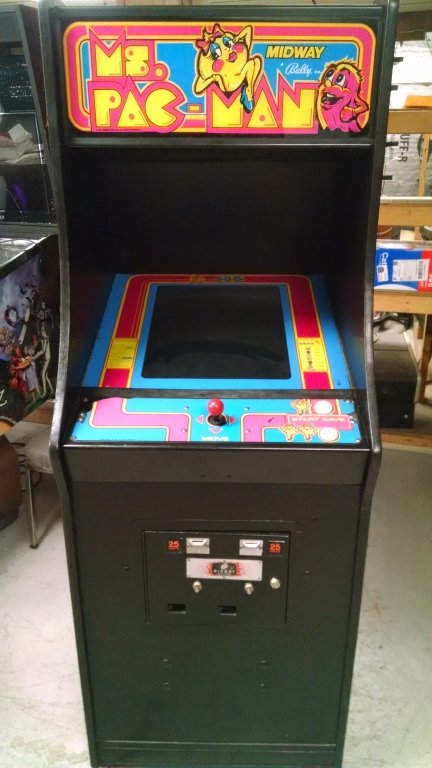 MS. PAC-MAN: Used item. Powers up unless otherwise noted: Nice working machine. Original cab. Sides painted black