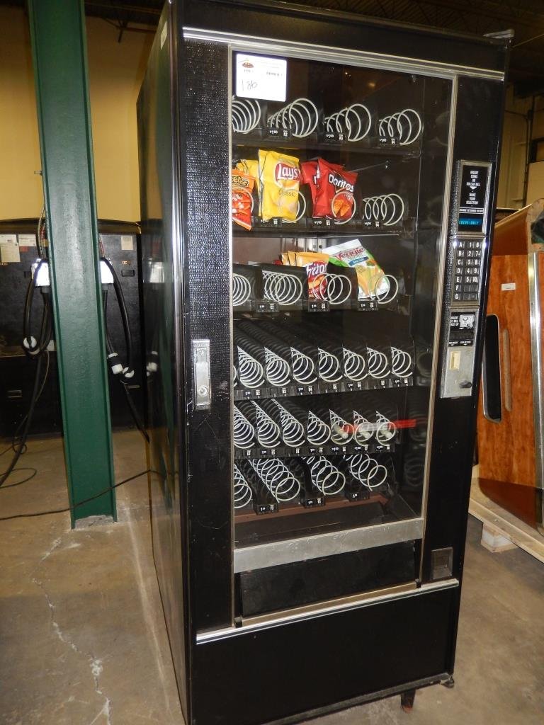 NATIONAL VENDORS SNACKTRON 2 VENDING MACHINE: Used item. Powers up unless otherwise noted: