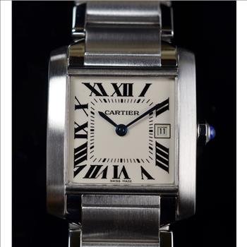 Cartier Tank Francaise Watch Mid Size Stainless Steel: Stock #: W03977 Brand: Cartier Model: Tank Francaise Reference Number: 2465 Serial Number: 436939CD Case in diameter: 25 x 30 mm without Crown Movement: Quartz Crystal: Sapphire Metals: Stainless Stee