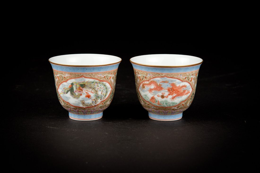 Republic Period, Two Famille-rose Gold Ground (1 of 3)