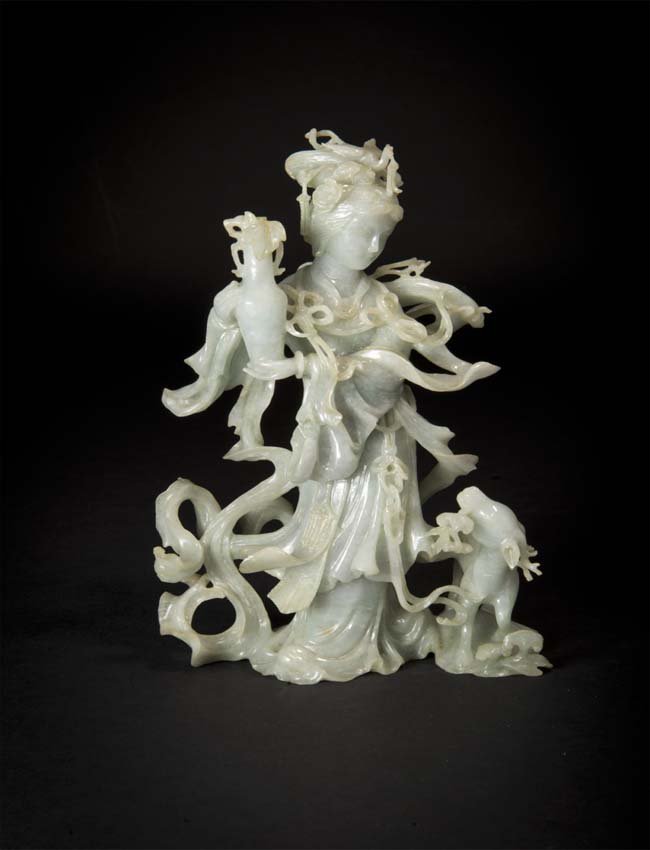 Jadeite Carving of Fairy Maiden (1 of 3)