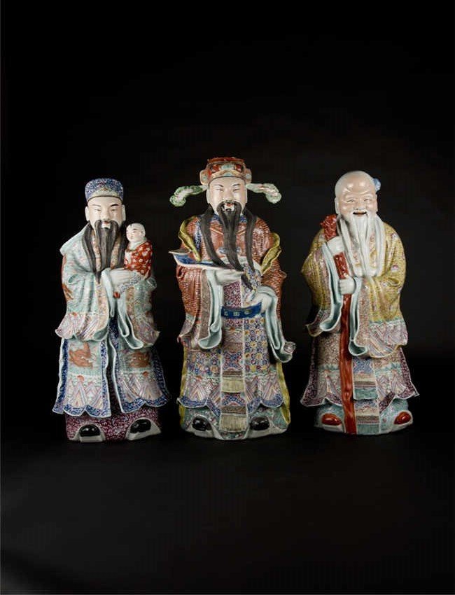 Republic Period, Famille-rose Figure of the Three (1 of 3)