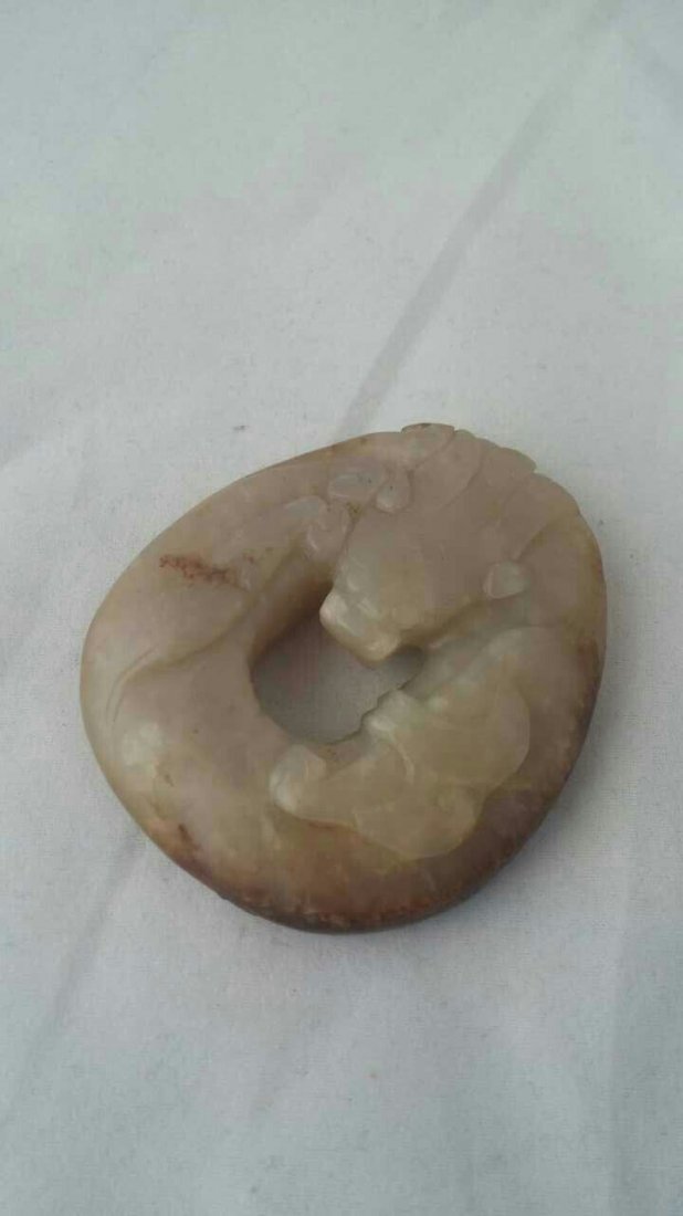 Chinese white jade: Ming dynasty style china old jade w 2.5(inches)
