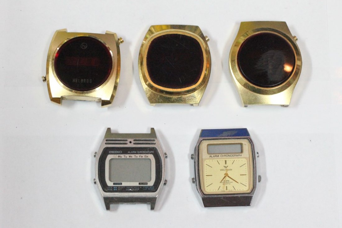 LED Lot of 5 Digital Mens Watches Seiko Waltham Helbros: Includes: Helbros, Waltham, Seiko, and 2 others. Currently they are NOT running. We have not tried to change the batteries in this lot. Some may work if you do, but assume they wont. . No Buyers Premi
