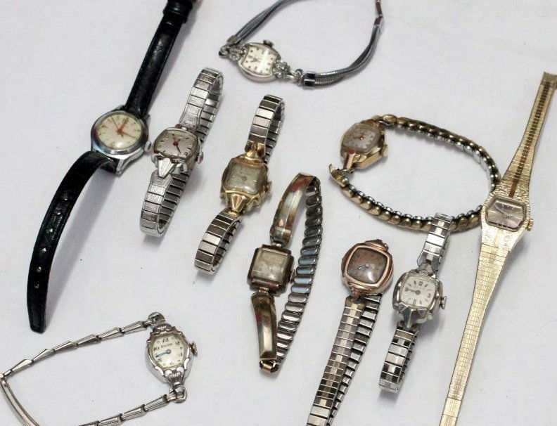 Vintage BULOVA Hand Wind Automatic Women's Ladies Watch: 8 Women's Bulova Watches Currently Running. 3 Watches Are Currently Not Running And Being Sold For Parts Or Repair. No Buyers Premium.