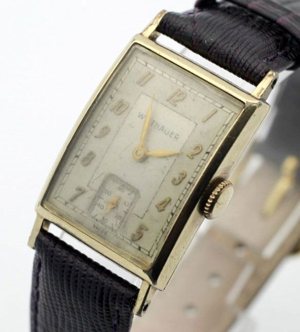 Wittnauer Vintage Mens Rectangle Wind Up Watch: The watch is running and ready to wear. Measures 20mm across (without crown) and 36mm top to bottom. Watches (if running) have not been timed for accuracy. No Buyers Premium