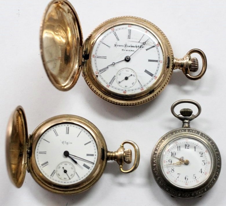 Vintage ELGIN K&L SEARS & ROEBUCK Art Deco Pocket Watch: Women's Gold Filled Pocket Watch Lot Of 3. All Watches Are Currently Running. No Buyers Premium.