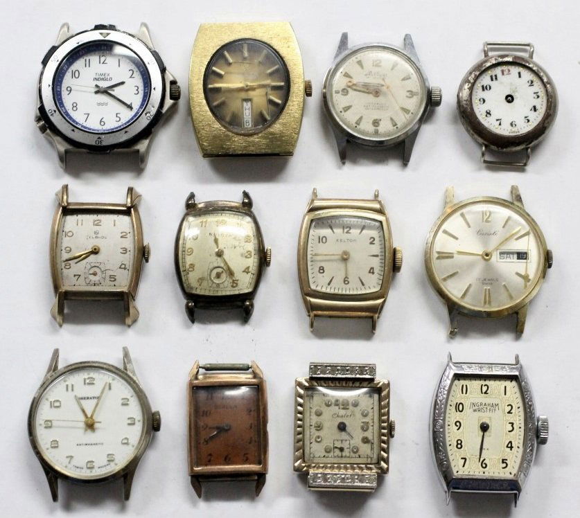 Vintage Men's Watch Lot Of 12 BULOVA DESTA GENEVA: Men's Wrist Watch Lot OF 12. All Watches Are Not Running And Are Being Sopld For Parts Or Repair. Various Shapes And Sizes. No Buyers Premium.