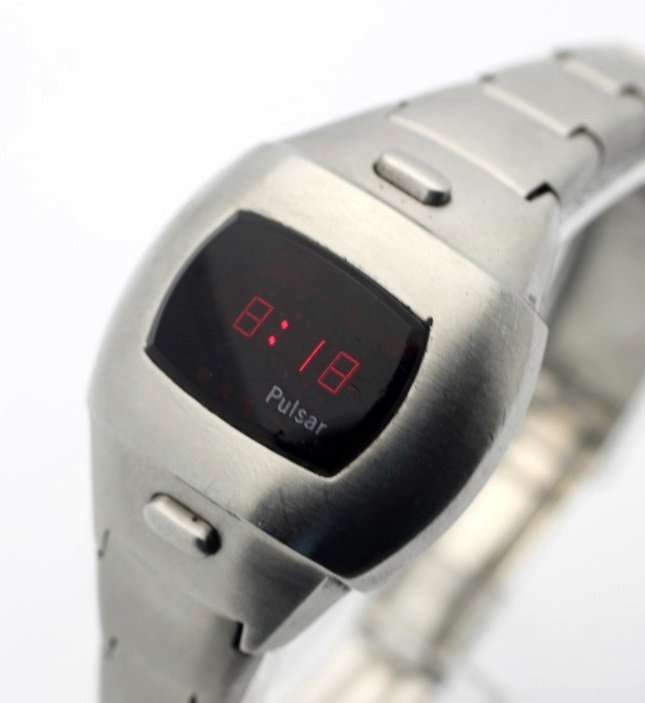 Vintage PULSAR Red LED Stainless Steel Women's Watch: Women's Stainless Steel 31mm PULSAR. Battery Operated Movement. All Original. Watch Is Currently In Working Order. No Buyers Premium.