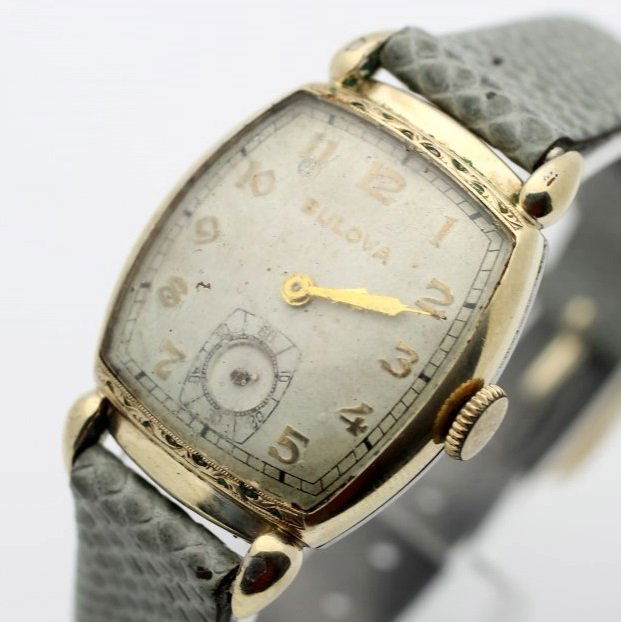 Circa 1948 BULOVA 10k RGP Men's Art Deco Watch: Men's 10 Karat Gold Filled BULOVA With Leather Strap. Calibre 10BC. Circa 1948. Couls Use A New Crystal. Watch Is Currently In Working Order. No Buyers Premium.