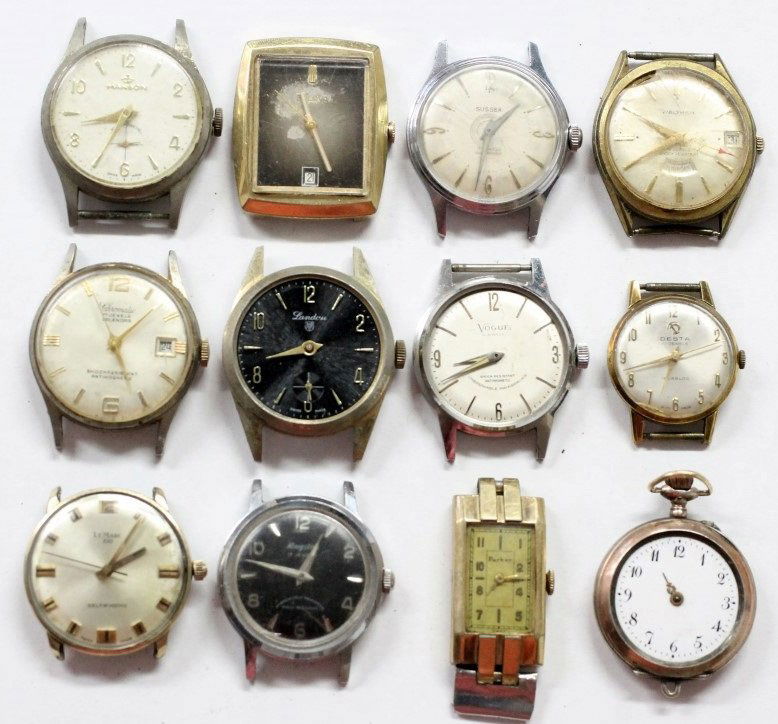 Vintage Men's Watch Lot Of 12 BULOVA WALTHAM DESTA: Men's Wrist Watch Lot OF 12. All Watches Are Not Running And Are Being Sold For Parts Or Repair. Various Shapes And Sizes. No Buyers Premium.
