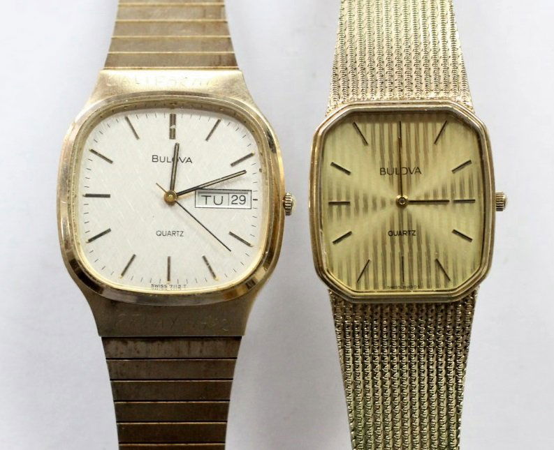 Circa 1980's BULOVA Swiss Quartz Men's Women's Dress: Men's Stainless Steel 34mm & Women's Stainless Steel 27mm BULOVA. Men's Watch Is Currently In Working Order. Women's Is Not Currently Working. No Buyers Premium.
