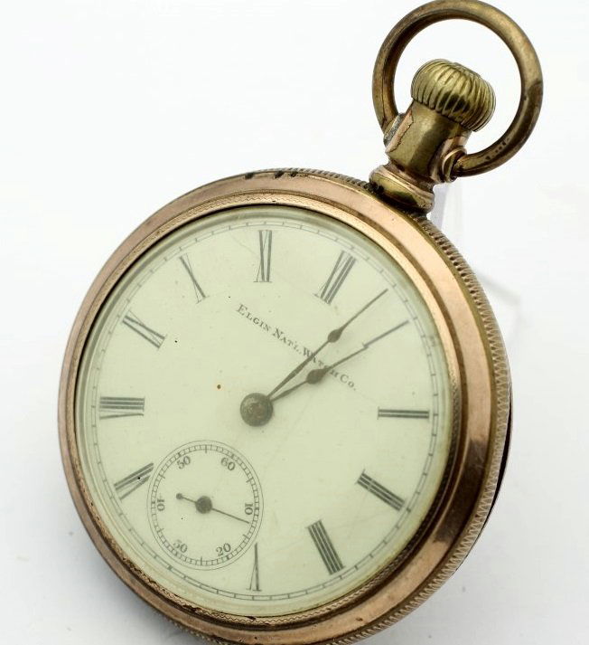 Circa 1898 ELGIN Open Face Pocket Watch: Men's Gold Filled Size 18 ELGIN. Grade 145 Hand Wind 15 Jewel Movement. Watch Is Currently In Working Order. No Buyers Premium.