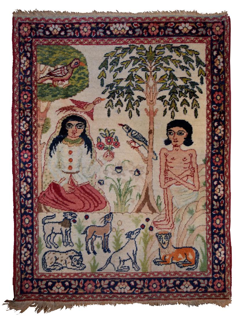 Fine Antique Laver Kerman Pictorial Rug (1 of 3)