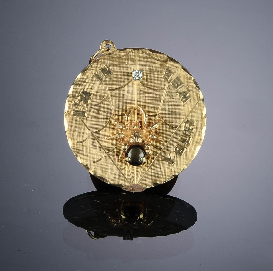 A 14K Gold Charm with Diamond & Sapphire (1 of 2)