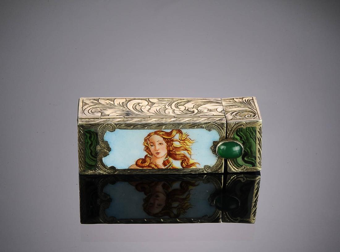 Antique Coin Silver Enameled Lipstick Case (1 of 2)