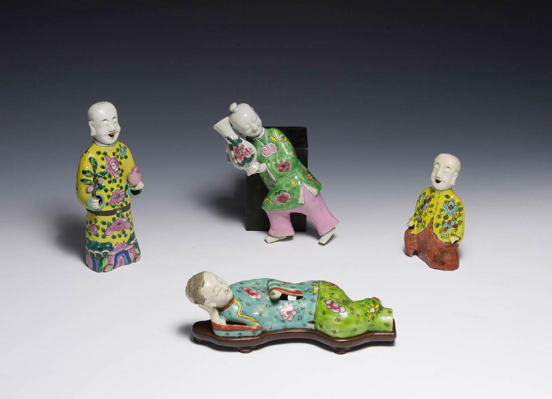 4 Famille Rose Figural Incense Burners, 18th C (1 of 3)