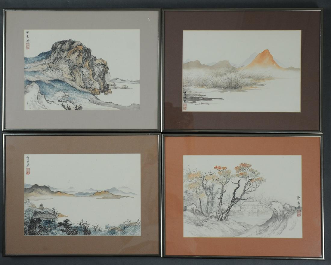 Set of 4 Landscape Paintings by Zeng Youhe (1 of 3)