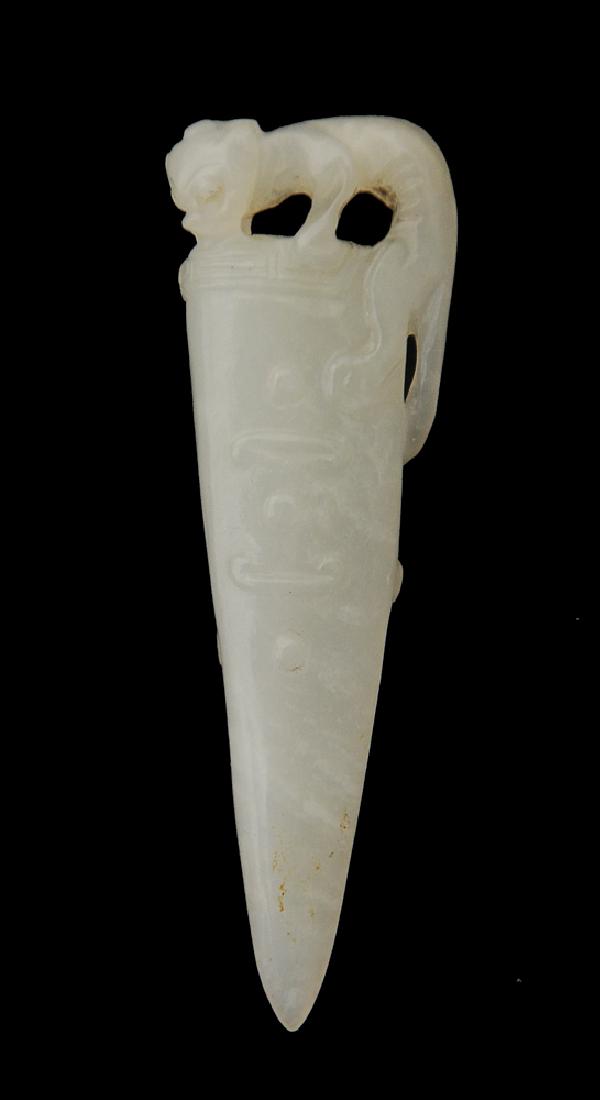Chinese White Jade Toggle w/ Chilong, 18th Century (1 of 5)