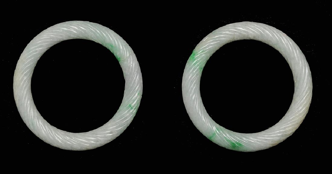 Pair of Chinese Twisted Jadeite Bracelets, Qing Dynasty (1 of 5)